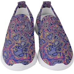 Colorful Marbled Paint Texture Kids  Slip On Sneakers by SpinnyChairDesigns