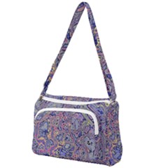 Colorful Marbled Paint Texture Front Pocket Crossbody Bag by SpinnyChairDesigns