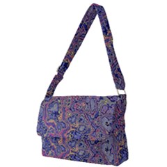 Colorful Marbled Paint Texture Full Print Messenger Bag (l) by SpinnyChairDesigns