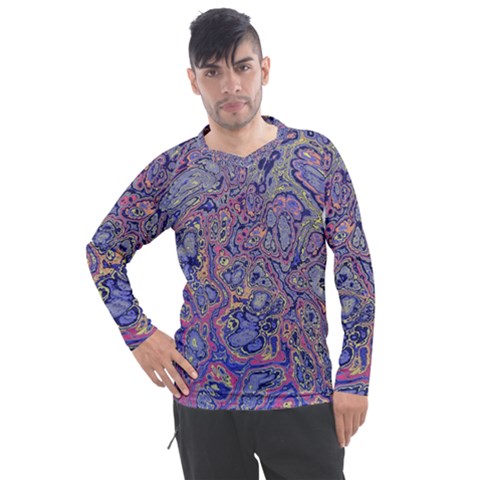 Colorful Marbled Paint Texture Men s Pique Long Sleeve Tee by SpinnyChairDesigns