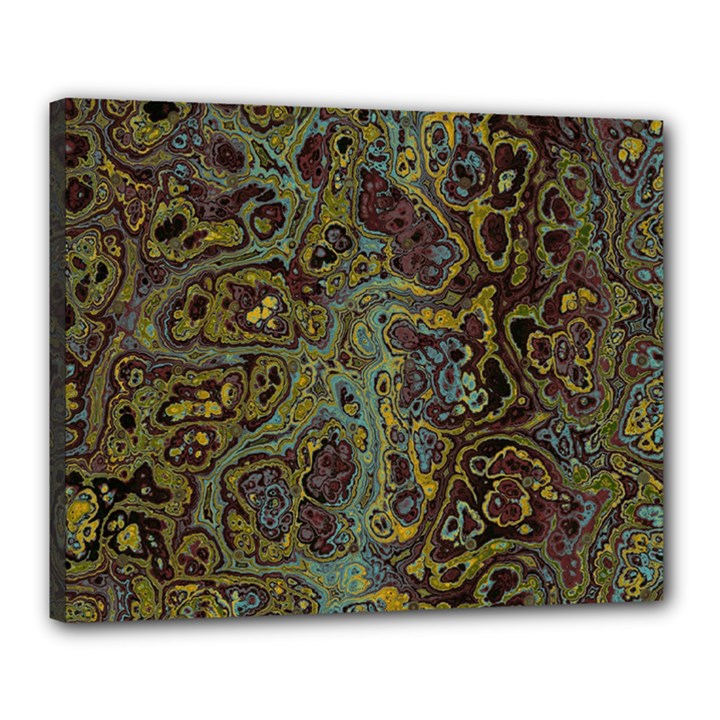 Dark Brown Gold Abstract Marble Texture Canvas 20  x 16  (Stretched)