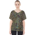 Dark Brown Gold Abstract Marble Texture V-Neck Dolman Drape Top View1