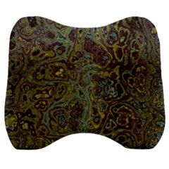 Dark Brown Gold Abstract Marble Texture Velour Head Support Cushion by SpinnyChairDesigns