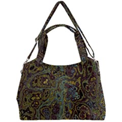 Dark Brown Gold Abstract Marble Texture Double Compartment Shoulder Bag by SpinnyChairDesigns