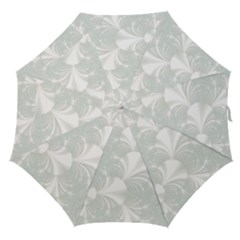 Mint Cream And White Intricate Swirl Spiral Straight Umbrellas by SpinnyChairDesigns