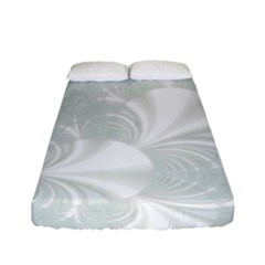 Mint Cream And White Intricate Swirl Spiral Fitted Sheet (full/ Double Size) by SpinnyChairDesigns