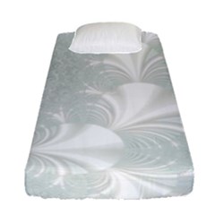 Mint Cream And White Intricate Swirl Spiral Fitted Sheet (single Size) by SpinnyChairDesigns