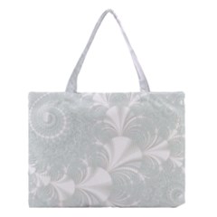 Mint Cream And White Intricate Swirl Spiral Medium Tote Bag by SpinnyChairDesigns