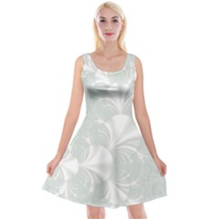 Mint Cream And White Intricate Swirl Spiral Reversible Velvet Sleeveless Dress by SpinnyChairDesigns