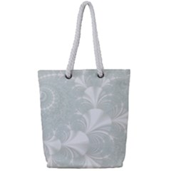 Mint Cream And White Intricate Swirl Spiral Full Print Rope Handle Tote (small) by SpinnyChairDesigns