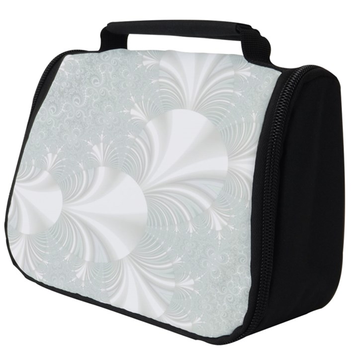 Mint Cream and White Intricate Swirl Spiral Full Print Travel Pouch (Big)