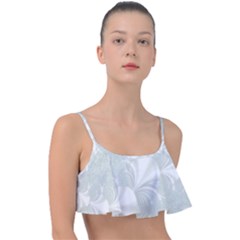 Mint Cream And White Intricate Swirl Spiral Frill Bikini Top by SpinnyChairDesigns