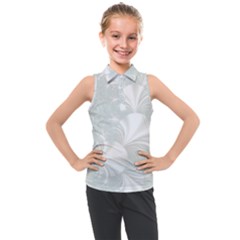 Mint Cream And White Intricate Swirl Spiral Kids  Sleeveless Polo Tee