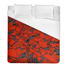 Red Grey Abstract Grunge Pattern Duvet Cover (full/ Double Size) by SpinnyChairDesigns