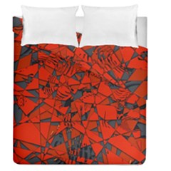 Red Grey Abstract Grunge Pattern Duvet Cover Double Side (queen Size) by SpinnyChairDesigns