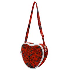 Red Grey Abstract Grunge Pattern Heart Shoulder Bag by SpinnyChairDesigns