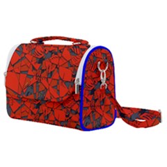 Red Grey Abstract Grunge Pattern Satchel Shoulder Bag by SpinnyChairDesigns