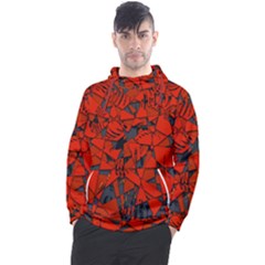 Red Grey Abstract Grunge Pattern Men s Pullover Hoodie by SpinnyChairDesigns