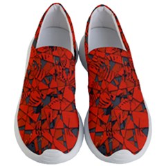 Red Grey Abstract Grunge Pattern Women s Lightweight Slip Ons by SpinnyChairDesigns