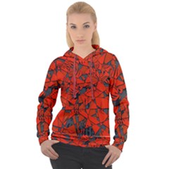 Red Grey Abstract Grunge Pattern Women s Overhead Hoodie by SpinnyChairDesigns