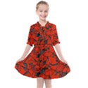 Red Grey Abstract Grunge Pattern Kids  All Frills Chiffon Dress View1