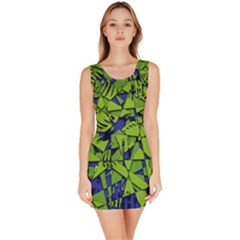 Green Blue Abstract Grunge Pattern Bodycon Dress by SpinnyChairDesigns