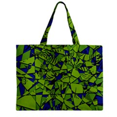 Green Blue Abstract Grunge Pattern Zipper Mini Tote Bag by SpinnyChairDesigns