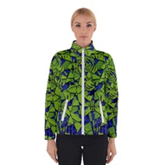 Green Blue Abstract Grunge Pattern Winter Jacket by SpinnyChairDesigns