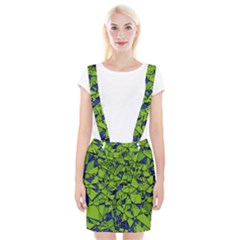 Green Blue Abstract Grunge Pattern Braces Suspender Skirt by SpinnyChairDesigns