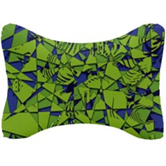 Green Blue Abstract Grunge Pattern Seat Head Rest Cushion by SpinnyChairDesigns