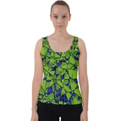 Green Blue Abstract Grunge Pattern Velvet Tank Top by SpinnyChairDesigns