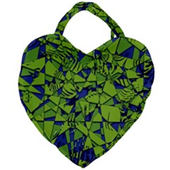 Green Blue Abstract Grunge Pattern Giant Heart Shaped Tote by SpinnyChairDesigns