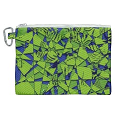 Green Blue Abstract Grunge Pattern Canvas Cosmetic Bag (xl) by SpinnyChairDesigns