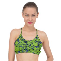 Green Blue Abstract Grunge Pattern Basic Training Sports Bra by SpinnyChairDesigns