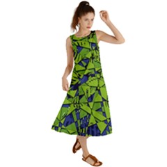 Green Blue Abstract Grunge Pattern Summer Maxi Dress by SpinnyChairDesigns