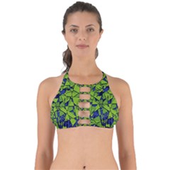 Green Blue Abstract Grunge Pattern Perfectly Cut Out Bikini Top by SpinnyChairDesigns