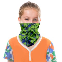 Green Blue Abstract Grunge Pattern Face Covering Bandana (kids) by SpinnyChairDesigns