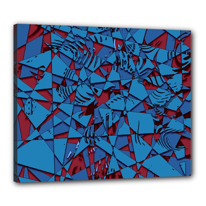 Red Blue Abstract Grunge Pattern Canvas 24  x 20  (Stretched)