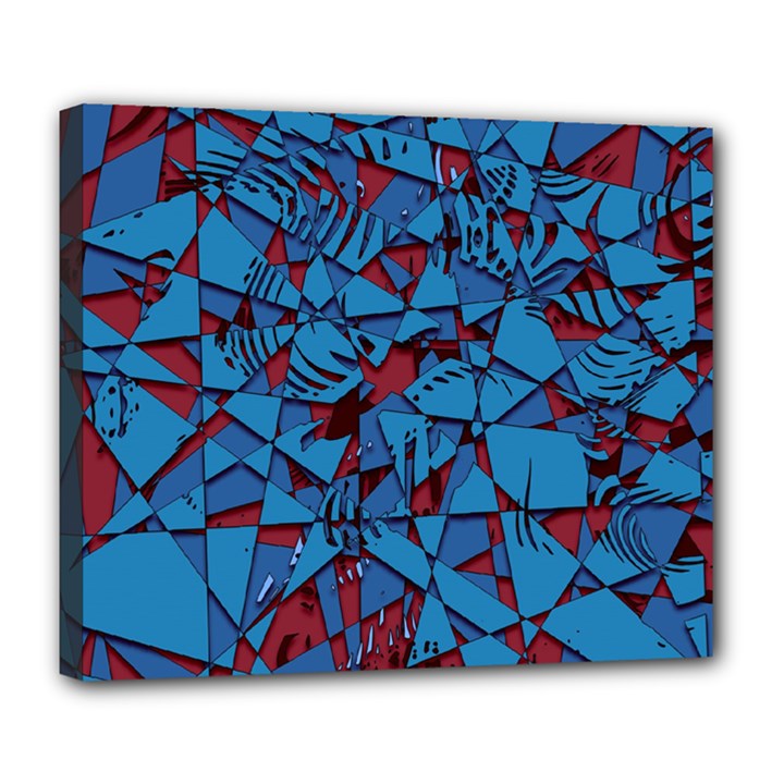 Red Blue Abstract Grunge Pattern Deluxe Canvas 24  x 20  (Stretched)