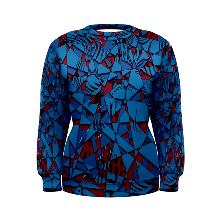 Red Blue Abstract Grunge Pattern Women s Sweatshirt