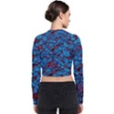 Red Blue Abstract Grunge Pattern Long Sleeve Zip Up Bomber Jacket View2