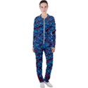 Red Blue Abstract Grunge Pattern Casual Jacket and Pants Set View1