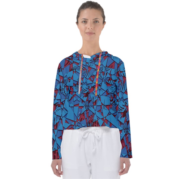 Red Blue Abstract Grunge Pattern Women s Slouchy Sweat