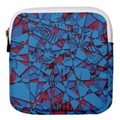 Red Blue Abstract Grunge Pattern Mini Square Pouch by SpinnyChairDesigns