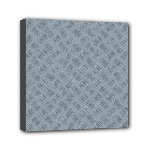 Grey Diamond Plate Metal Texture Mini Canvas 6  X 6  (stretched) by SpinnyChairDesigns