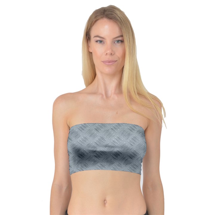 Grey Diamond Plate Metal Texture Bandeau Top