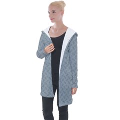 Grey Diamond Plate Metal Texture Longline Hooded Cardigan by SpinnyChairDesigns