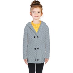 Grey Diamond Plate Metal Texture Kids  Double Breasted Button Coat by SpinnyChairDesigns