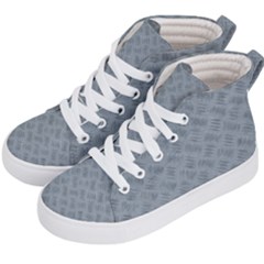 Grey Diamond Plate Metal Texture Kids  Hi-top Skate Sneakers by SpinnyChairDesigns