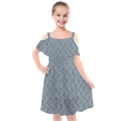 Grey Diamond Plate Metal Texture Kids  Cut Out Shoulders Chiffon Dress by SpinnyChairDesigns